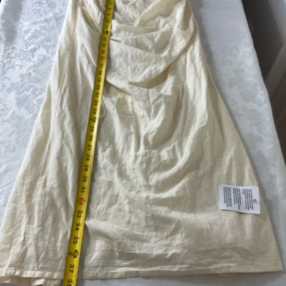 TopShop Women Size 4 Linen Blend Maxi Skirt Back Zip Back Slit & Side Runch NWT - Picture 6 of 10